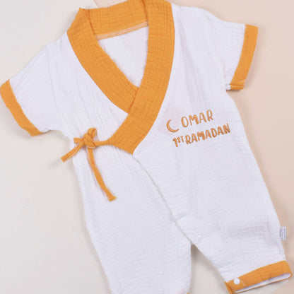 White And Yellow Suit For Babies (With Name Embroidery Option)