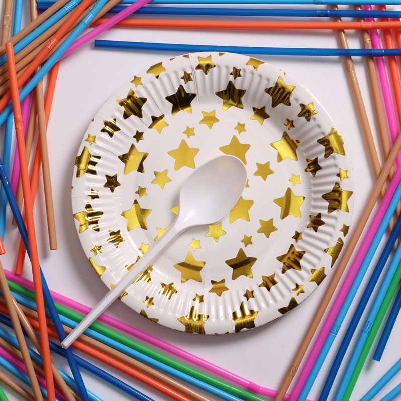 White With Golden Star Paper Plate