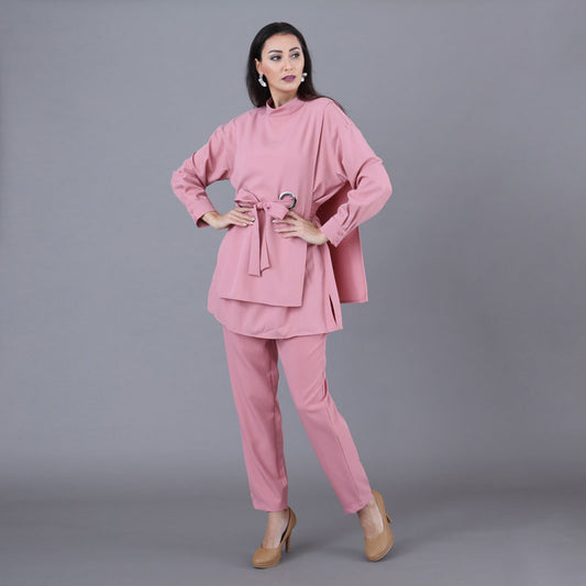 Pink Set With Belt For Women