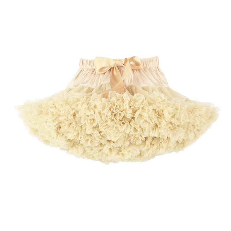 Beige Fluffy Skirt For Girls