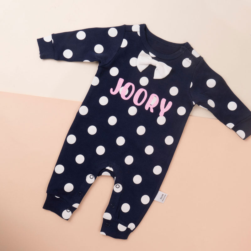 Navy Polka Dot Gentlemen Suit For Baby (With Name Printing Option)