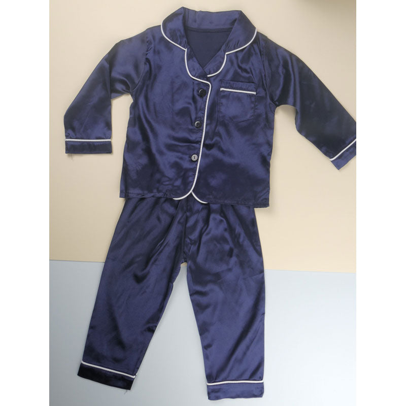 Navy Pajama Set For Kids (With Name Embroidery Option)