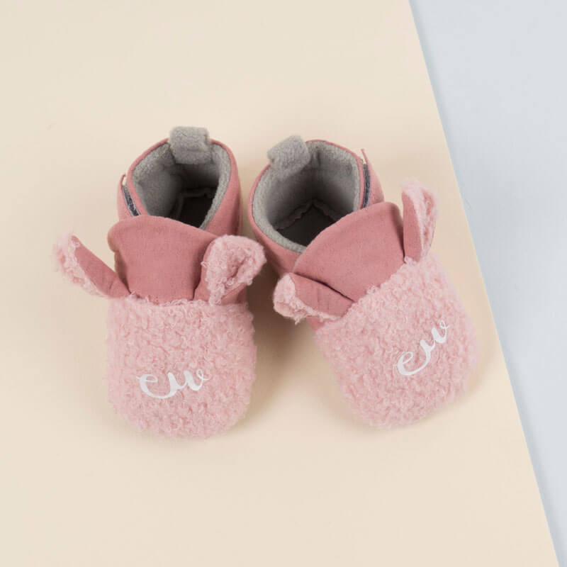 Pink Soft Fur Shoes For Baby (With Alphabet Printing Option)