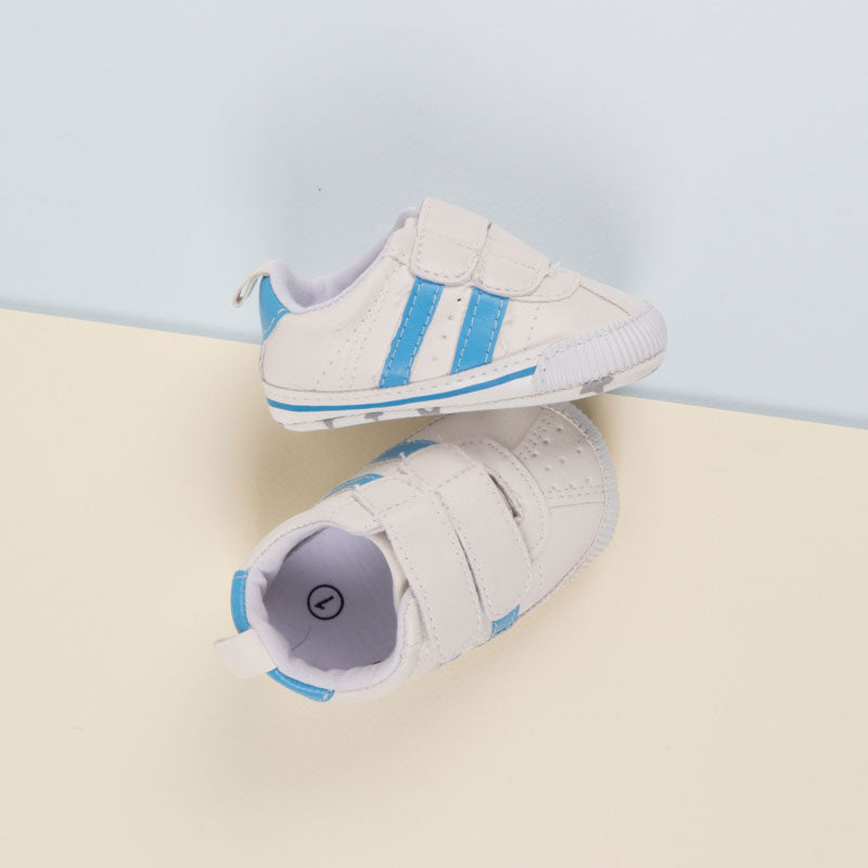 White And Blue Stripes Shoes For Baby