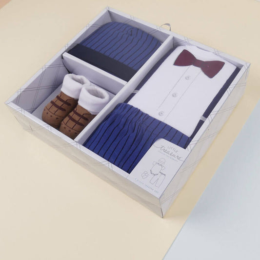 4 PC BABY GIFT BOX - DENIM BLUE GENTLEMEN SUIT