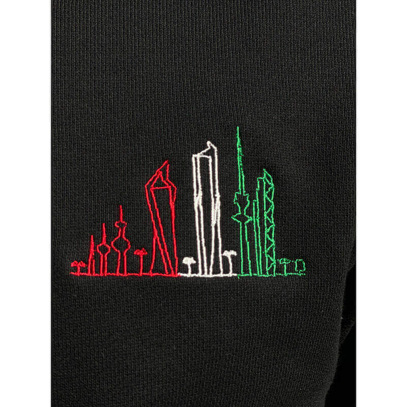 Black Hoodie For Adults - Kuwait Towers Design