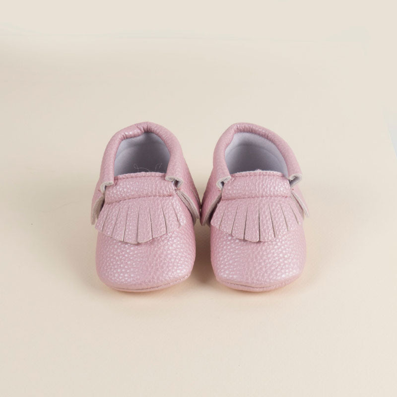 Pink Soft Leather Shoes For Babies (With Name Printing Option)