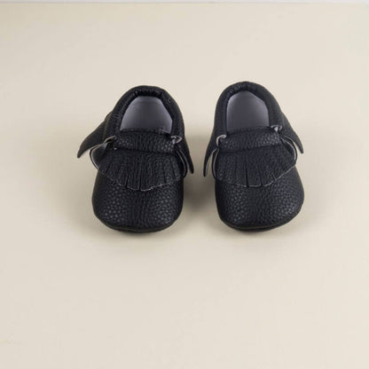 Black Soft Leather Shoes For Babies (With Name Printing Option)