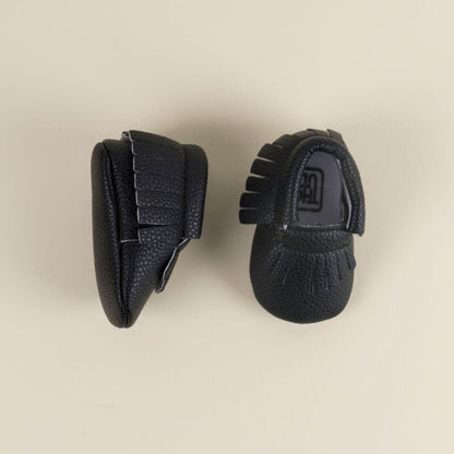 Black Soft Leather Shoes For Babies (With Name Printing Option)