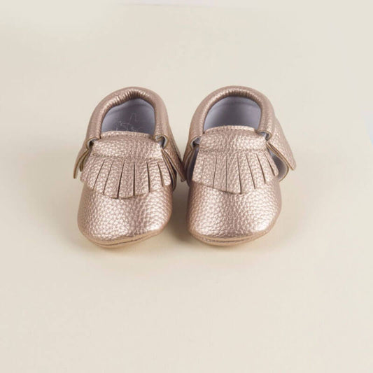 Gold Soft Leather Shoes For Babies (With Name Printing Option)