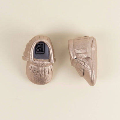 Gold Soft Leather Shoes For Babies (With Name Printing Option)