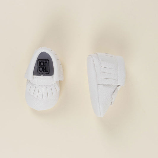 White Soft Leather Shoes For Babies (With Name Printing Option)