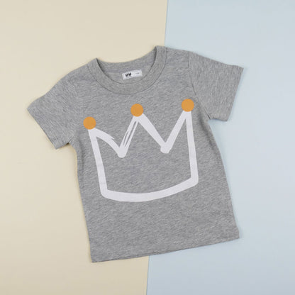 Grey T-Shirt With Crown (With Name Printing Option)