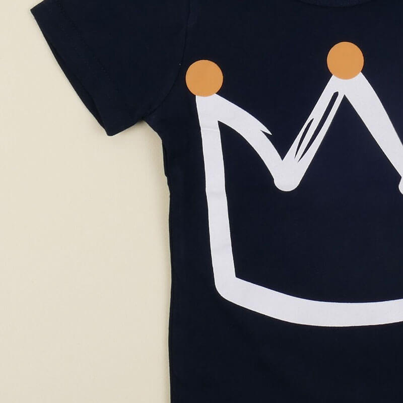 Navy Blue T-Shirt With Crown (With Name Printing Option)