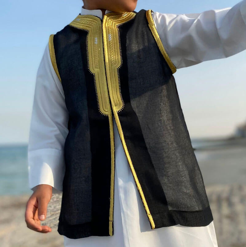 Black Vest Malaki Al Jazeera For Boys (With Name Embroidery)