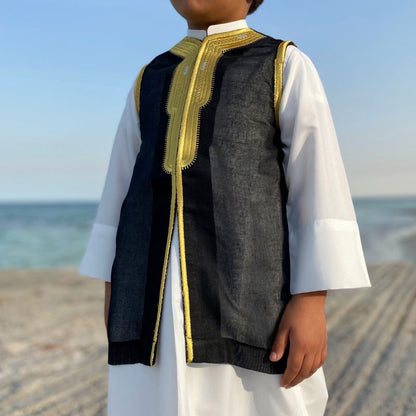 Black Vest Malaki Al Jazeera For Boys (With Name Embroidery)