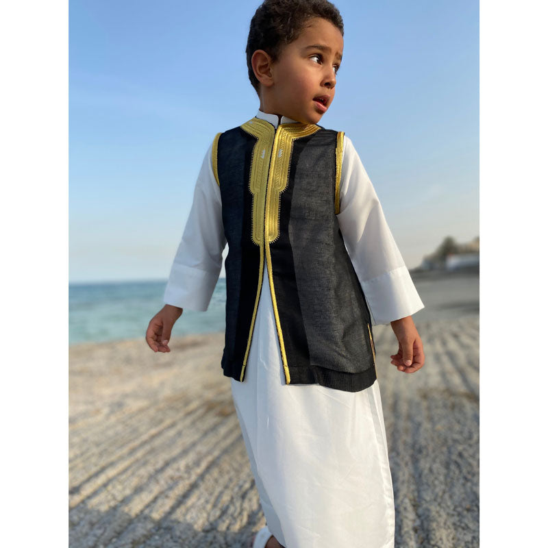 Black Vest Malaki Al Jazeera For Boys (With Name Embroidery)