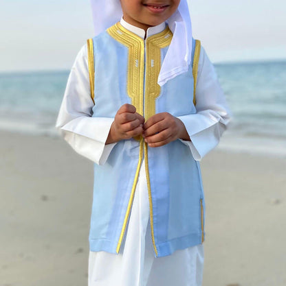 sky-blue Vest Malaki Al Jazeera For Boys (With Name Embroidery)