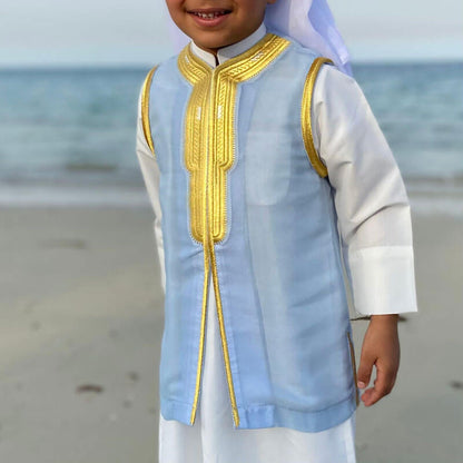 sky-blue Vest Malaki Al Jazeera For Boys (With Name Embroidery)