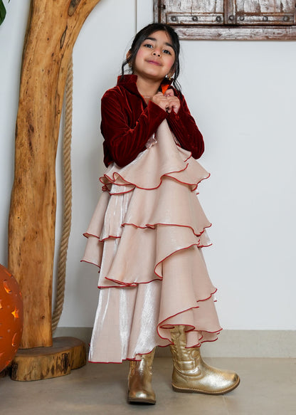 7995 Beige Daraa Set With Stars For Girls