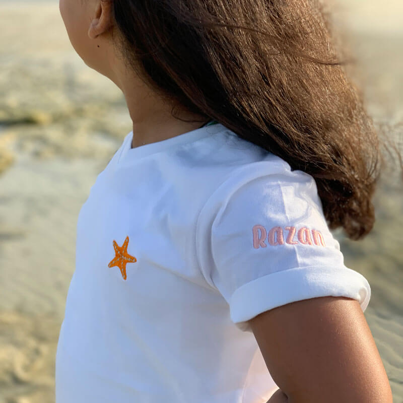 Starfish Design Slim Fit T-Shirt For Kids (With Name Embroidery)