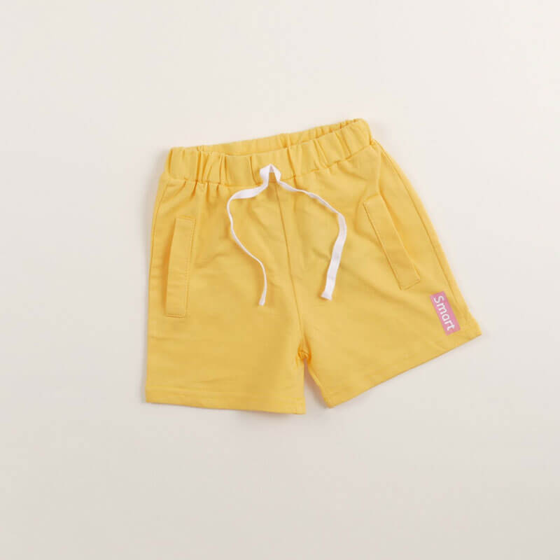 Yellow Imprint Shorts For Kids (With Name Embroidery Option)