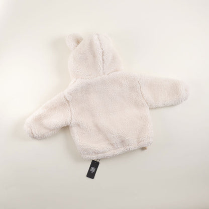 off-white Teddy Jacket Hoodie For Baby Girl (With Name Embroidery Option)