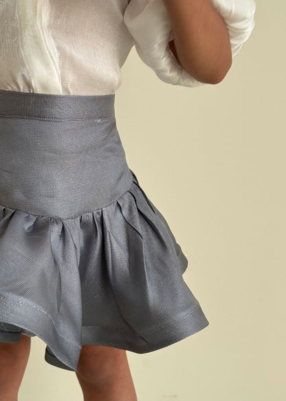 8242 Grey Shirt And Skirt Set For Girls