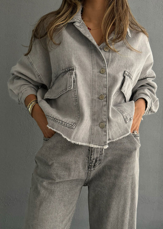 7681 Light Grey Jacket For Women