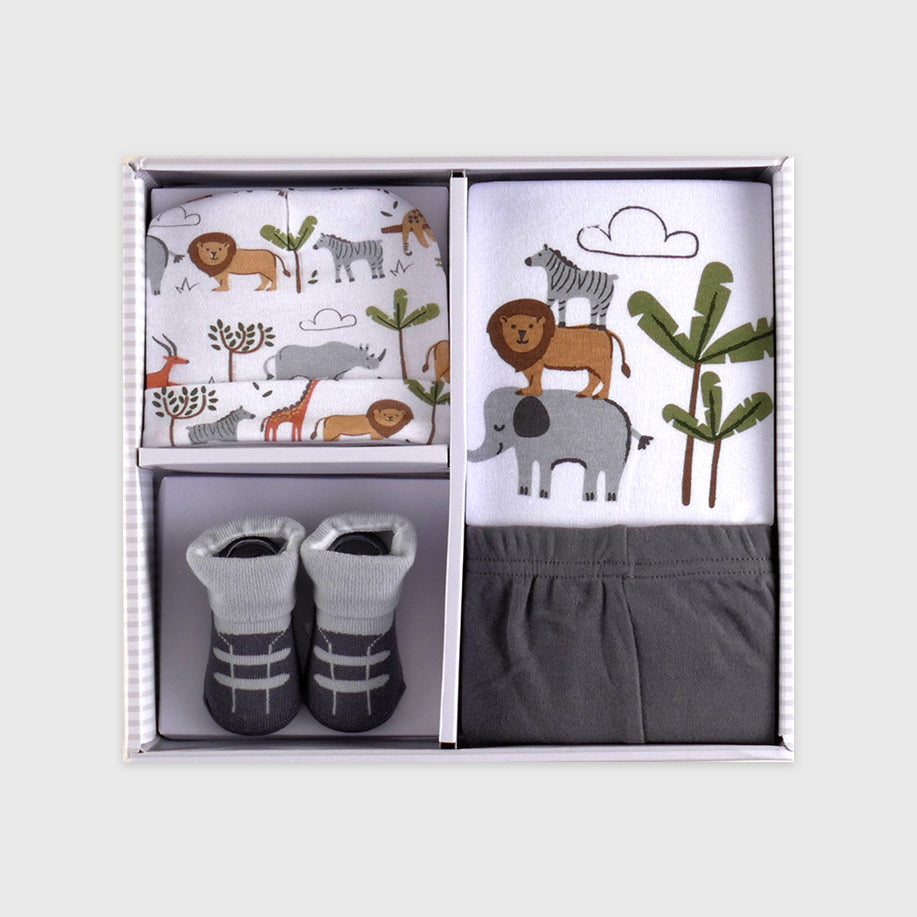 4 Pcs Gift Box 18 - Grey Animal Print Suit