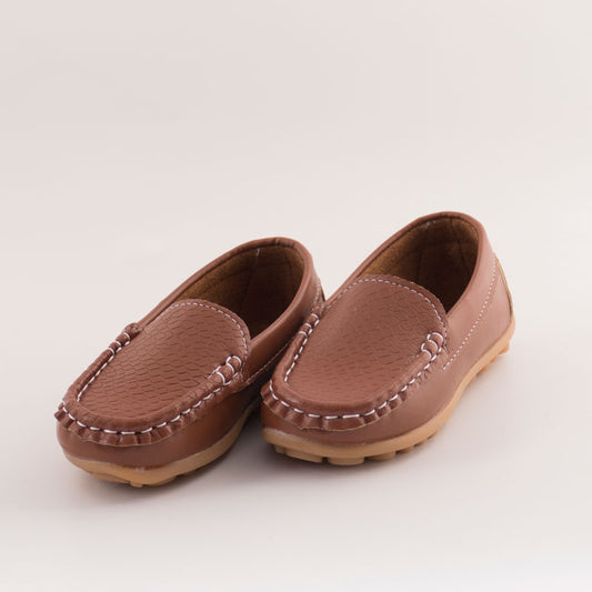 Brown Leather Loafer Shoes For Boys