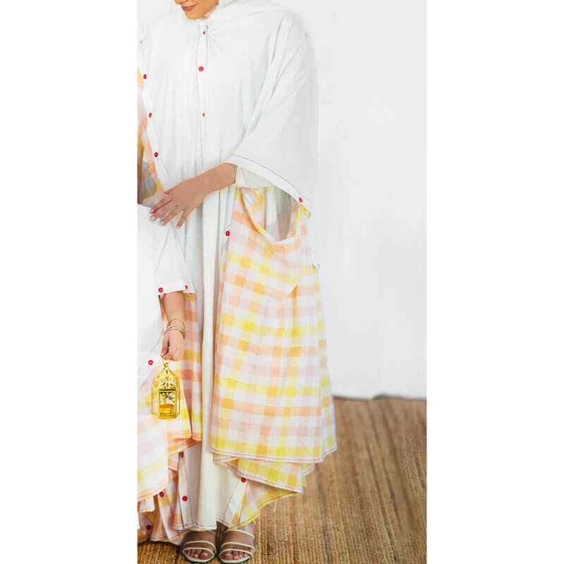 Yellow Orange Checkered Daraa For Women