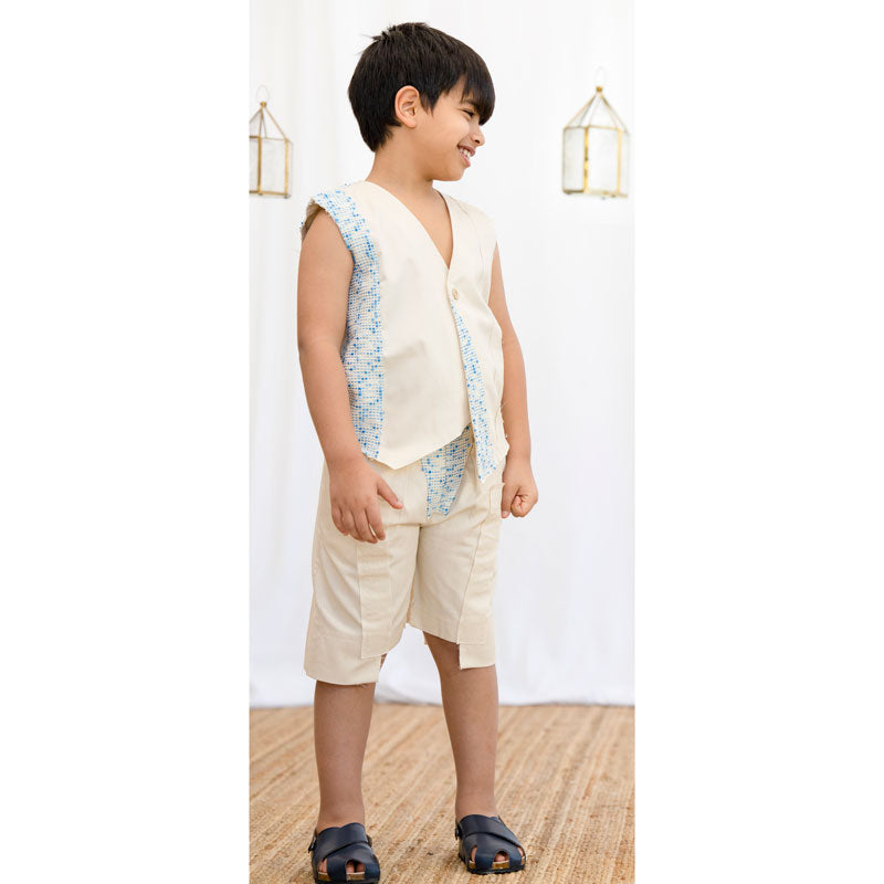 Blue Sherwal With Vest Ramadan Set For Boys (With Name Embroidery Option)