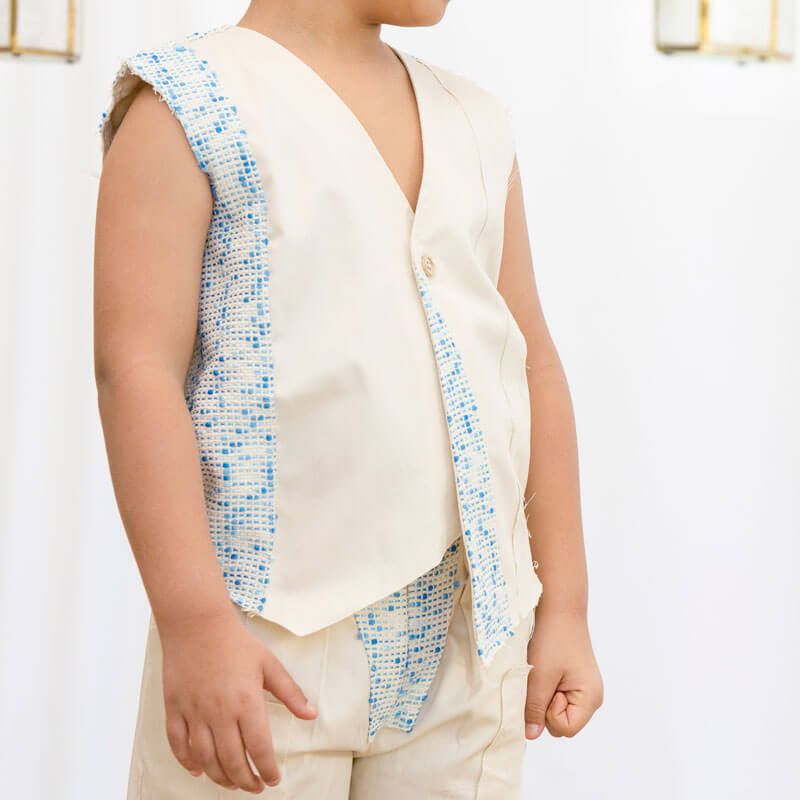 Blue Sherwal With Vest Ramadan Set For Boys (With Name Embroidery Option)