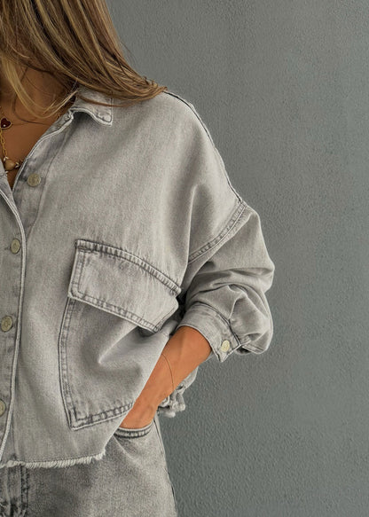 7681 Light Grey Jacket For Women