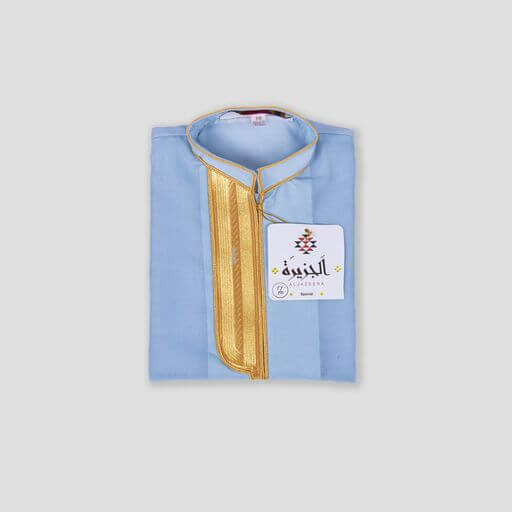 sky-blue Dagla With Gold Embroidery For Boys (With Name Embroidery Option)