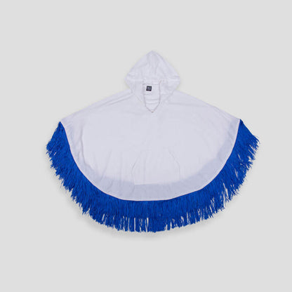 White And Blue Fringe Towel Cape For Girls (With Name Embroidery Option)