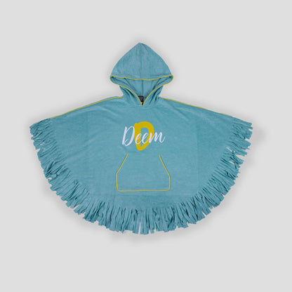 Turquoise Fringe Towel Cape For Girls (With Name Printing Option)