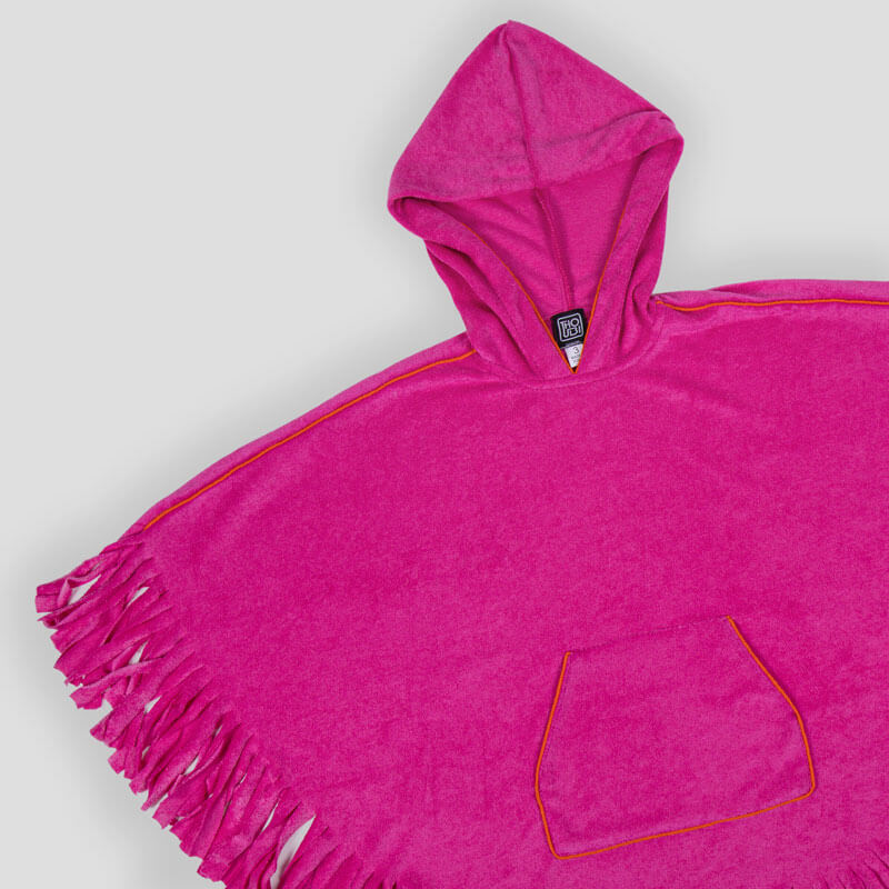 Fuchsia Pink Fringe Towel Cape For Girls (With Name Embroidery Option)