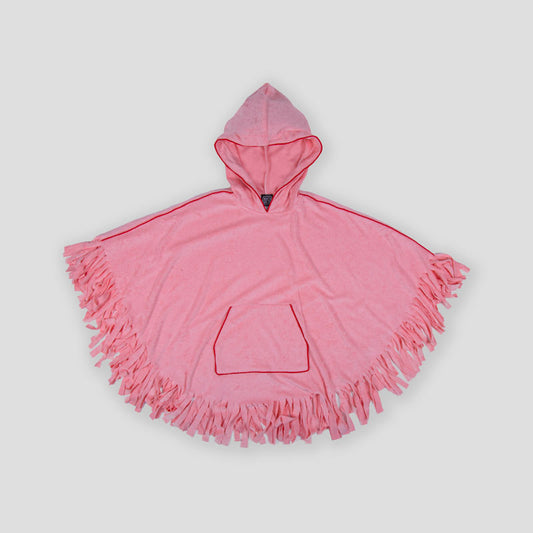 Pastel Pink Fringe Towel Cape For Girls (With Name Embroidery Option)