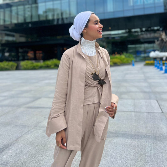 Beige Seychelles Set From Lulwa Al Khattaf