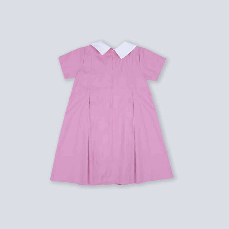 Pink Elementary School Dress For Girls BTS3 (With Name Embroidery Option)