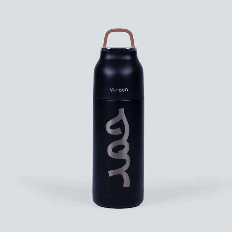 Black Vacuum Water Bottle - 350ml (With Name Printing Option)