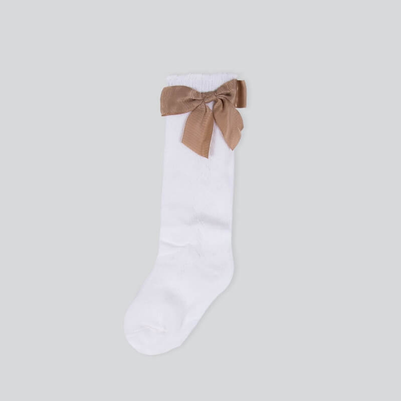 Pair Of White Ribbon Socks For Girls