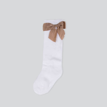 Pair Of White Ribbon Socks For Girls