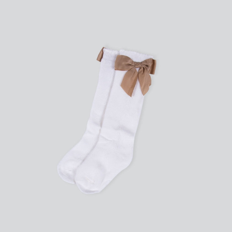 Pair Of White Ribbon Socks For Girls