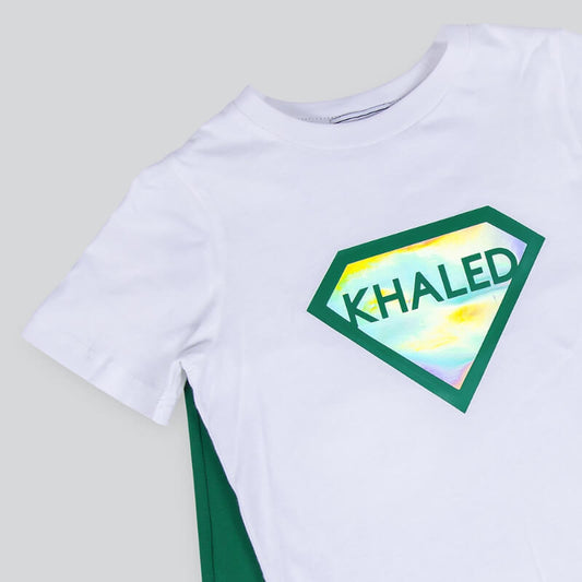 White And Green T-shirt Superman (With Name Printing Option)