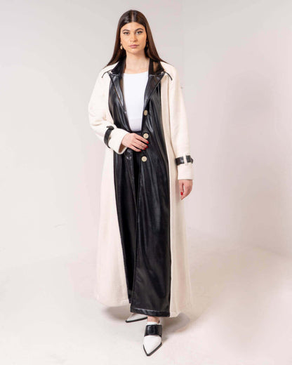 Long White Valor Jacket With Leather For Women