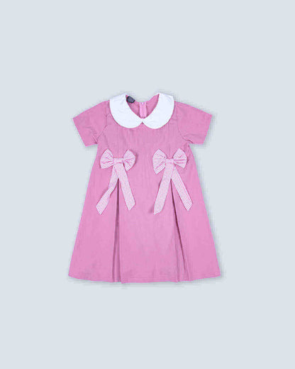 Pink Elementary School Dress For Girls BTS3 (With Name Embroidery Option)