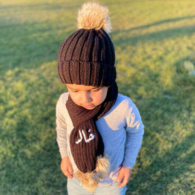 Multi-Color Beenie Cap And Scarf For Kids - Suitable For Below 2-years
